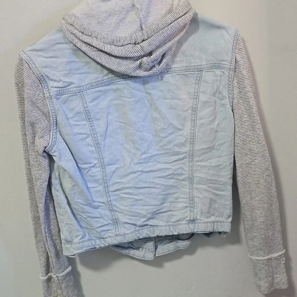 Light Blue Denim Jacket with Gray Sleeves - Picture 3 of 3